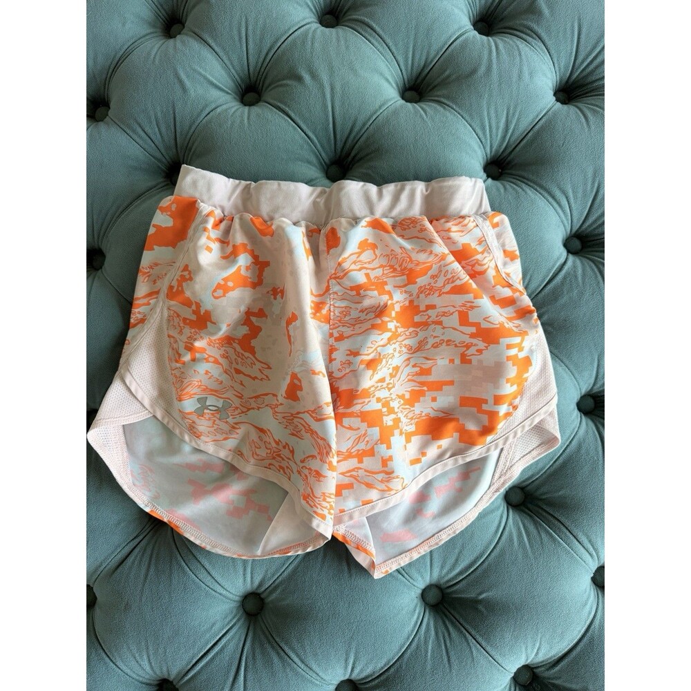 Under Armour Women's Fly By 2.0 Printed Running Shorts Lined Medium M Orange
